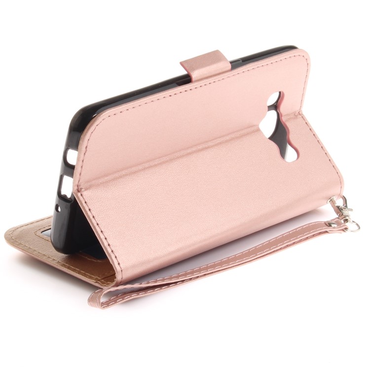 Butterfly Pattern Leather Wallet Stand Case for Samsung Galaxy J5 (2016) - Rose Gold-9