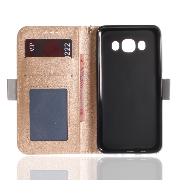 Butterfly Pattern Leather Wallet Stand Shell for Samsung Galaxy J5 (2016) - Grey-10