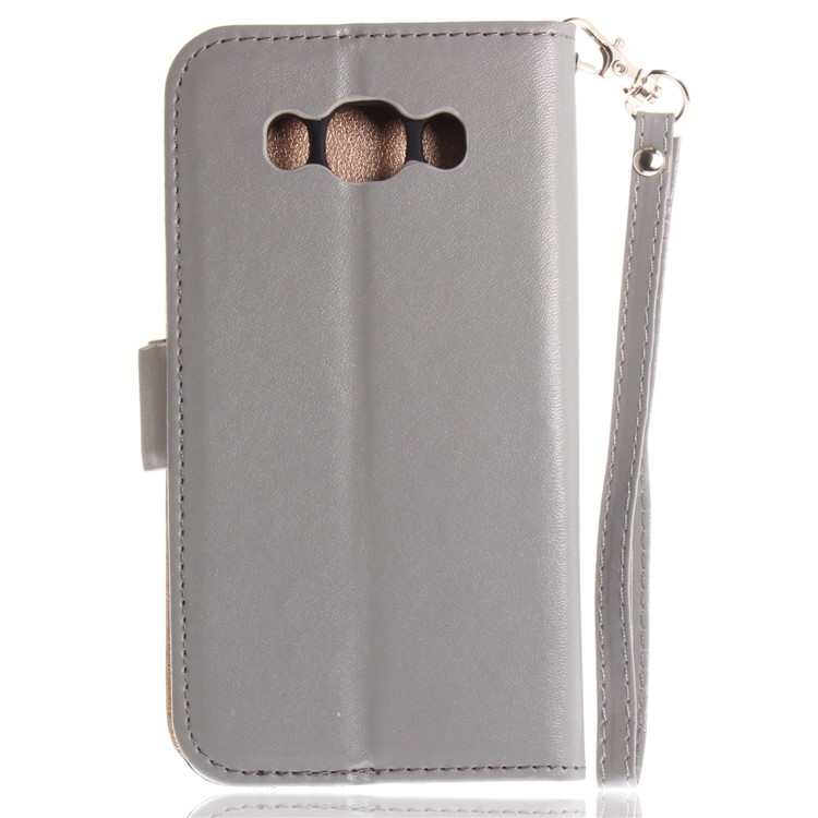 Butterfly Pattern Leather Wallet Stand Shell for Samsung Galaxy J5 (2016) - Grey-3