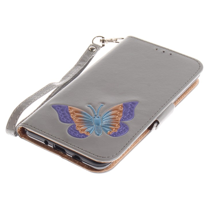Butterfly Pattern Leather Wallet Stand Shell for Samsung Galaxy J5 (2016) - Grey-6
