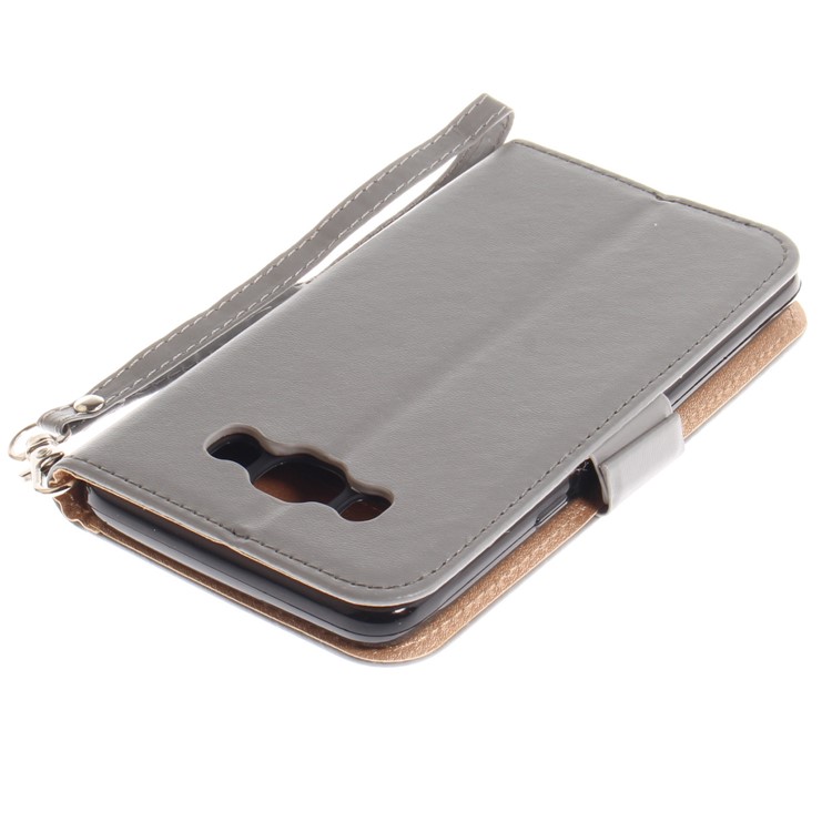 Butterfly Pattern Leather Wallet Stand Shell for Samsung Galaxy J5 (2016) - Grey-7