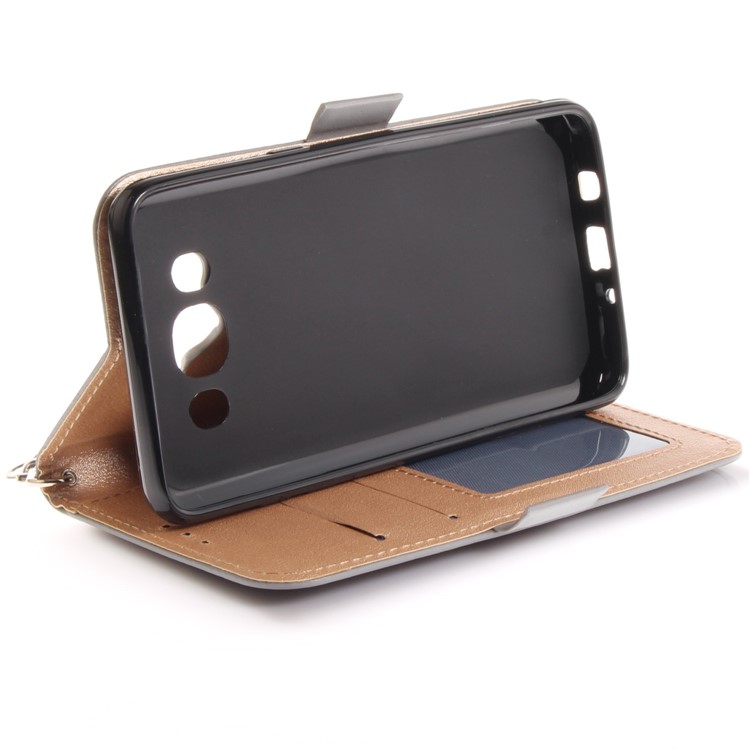 Butterfly Pattern Leather Wallet Stand Shell for Samsung Galaxy J5 (2016) - Grey-8