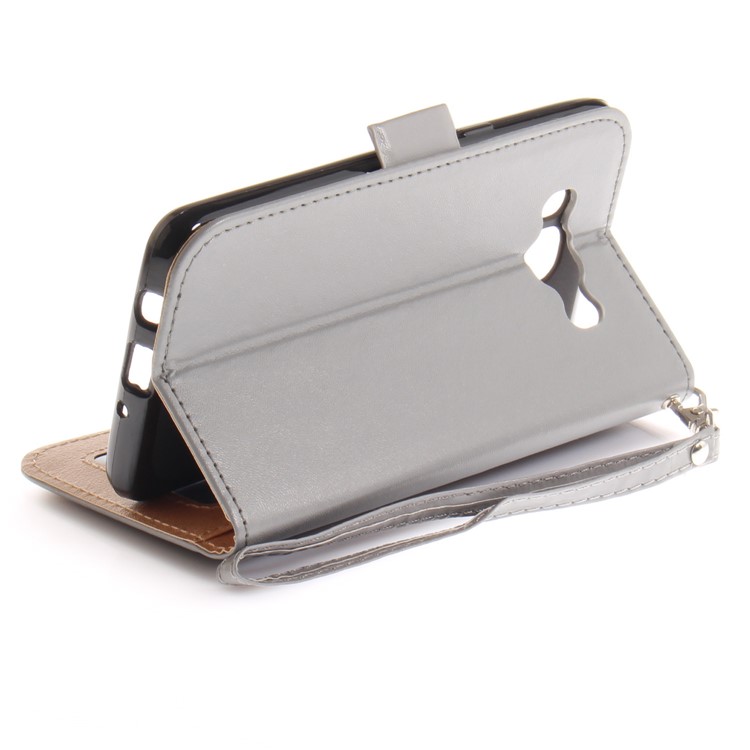 Butterfly Pattern Leather Wallet Stand Shell for Samsung Galaxy J5 (2016) - Grey-9