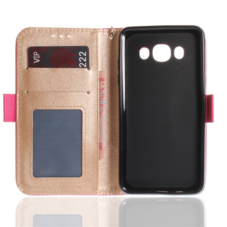 Butterfly Pattern Leather Wallet Stand Casing for Samsung Galaxy J5 (2016) - Rose-10