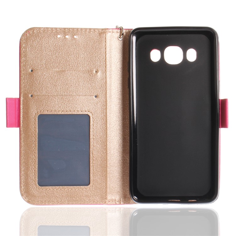Butterfly Pattern Leather Wallet Stand Casing for Samsung Galaxy J5 (2016) - Rose-11