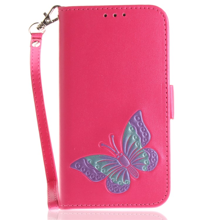 Butterfly Pattern Leather Wallet Stand Casing for Samsung Galaxy J5 (2016) - Rose-2