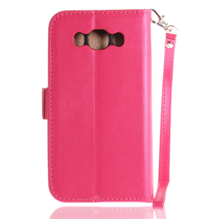 Butterfly Pattern Leather Wallet Stand Casing for Samsung Galaxy J5 (2016) - Rose-3