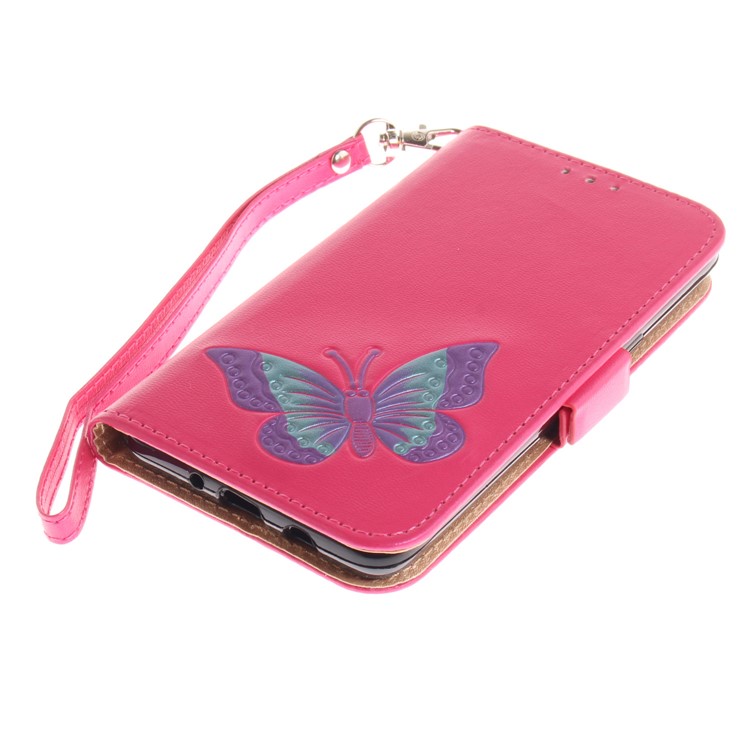 Butterfly Pattern Leather Wallet Stand Casing for Samsung Galaxy J5 (2016) - Rose-6
