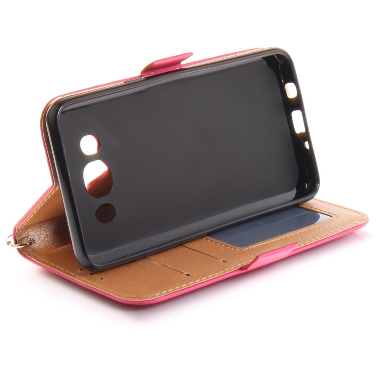 Butterfly Pattern Leather Wallet Stand Casing for Samsung Galaxy J5 (2016) - Rose-8