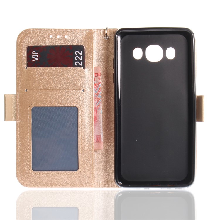 Butterfly Pattern Leather Wallet Stand Mobile Phone Case for Samsung Galaxy J5 (2016) - Gold-10