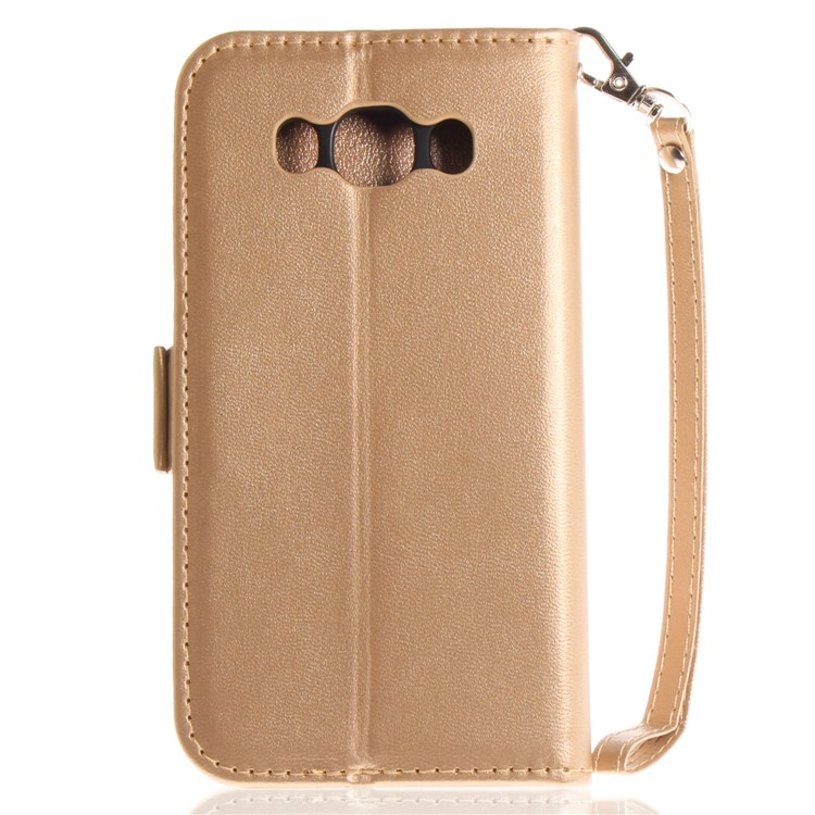 Butterfly Pattern Leather Wallet Stand Mobile Phone Case for Samsung Galaxy J5 (2016) - Gold-3