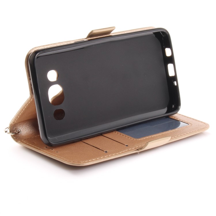 Butterfly Pattern Leather Wallet Stand Mobile Phone Case for Samsung Galaxy J5 (2016) - Gold-8