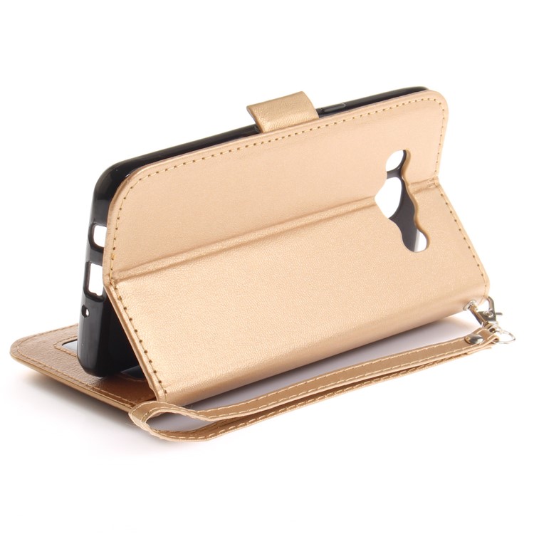 Butterfly Pattern Leather Wallet Stand Mobile Phone Case for Samsung Galaxy J5 (2016) - Gold-9
