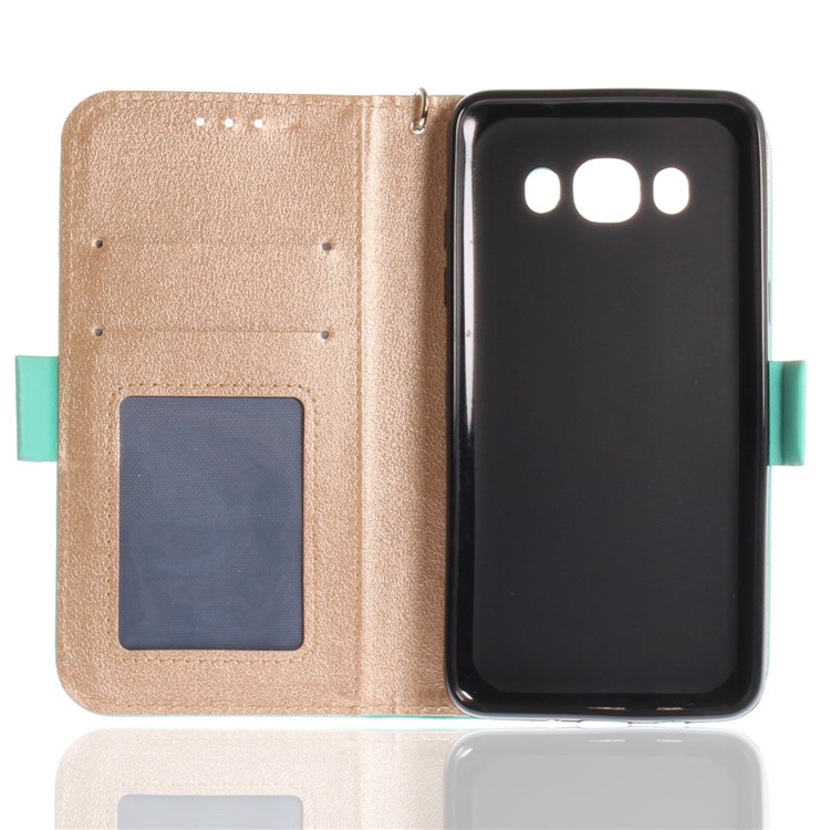 Butterfly Pattern Leather Wallet Stand Cell Phone Case for Samsung Galaxy J5 (2016) - Green-11