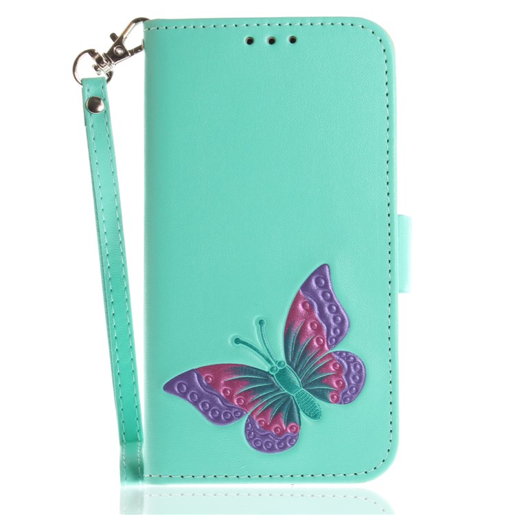 Butterfly Pattern Leather Wallet Stand Cell Phone Case for Samsung Galaxy J5 (2016) - Green-2