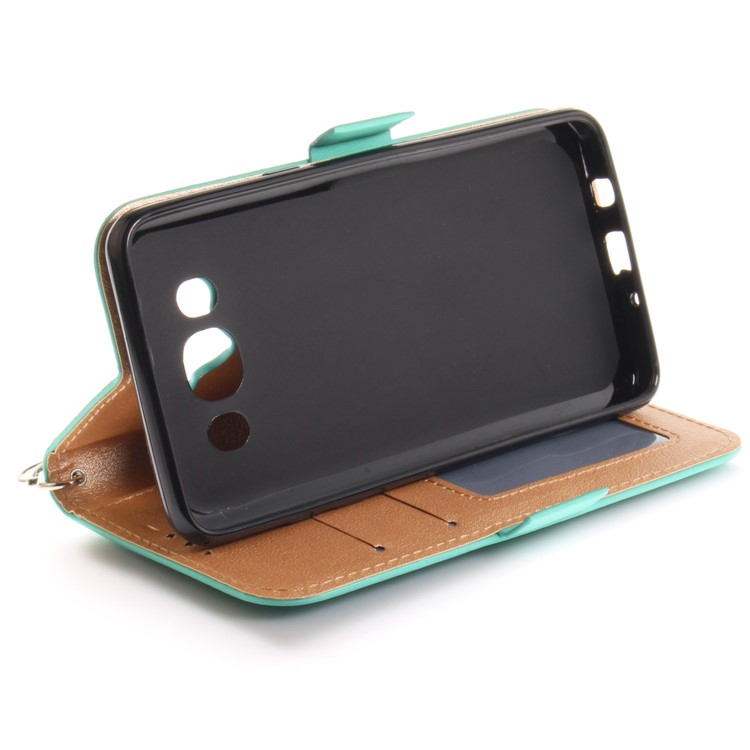 Butterfly Pattern Leather Wallet Stand Cell Phone Case for Samsung Galaxy J5 (2016) - Green-8