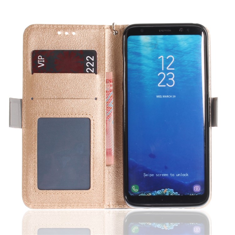 Butterfly Pattern Leather Wallet Phone Case for Samsung Galaxy S8 Plus SM-G955 - Grey-10