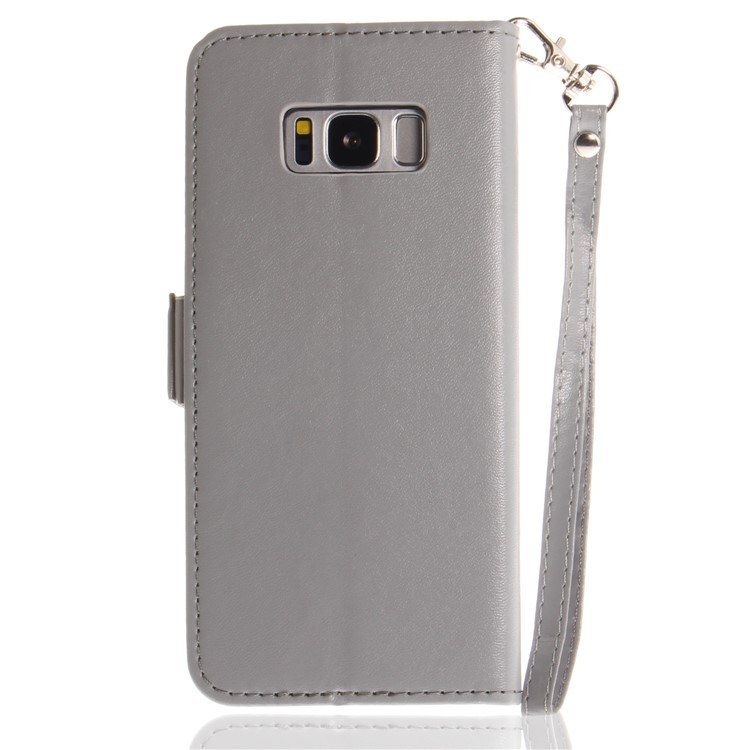 Butterfly Pattern Leather Wallet Phone Case for Samsung Galaxy S8 Plus SM-G955 - Grey-3