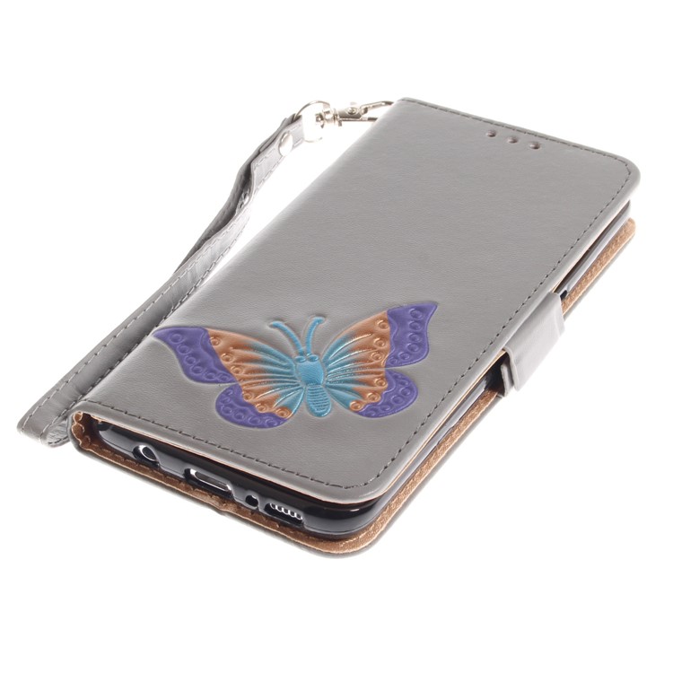 Butterfly Pattern Leather Wallet Phone Case for Samsung Galaxy S8 Plus SM-G955 - Grey-6