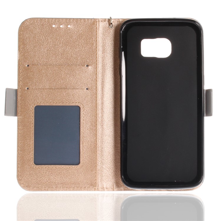 Butterfly Pattern Leather Wallet Protection Casing for Samsung Galaxy S7 edge G935 - Grey-11