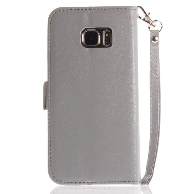 Butterfly Pattern Leather Wallet Protection Casing for Samsung Galaxy S7 edge G935 - Grey-3