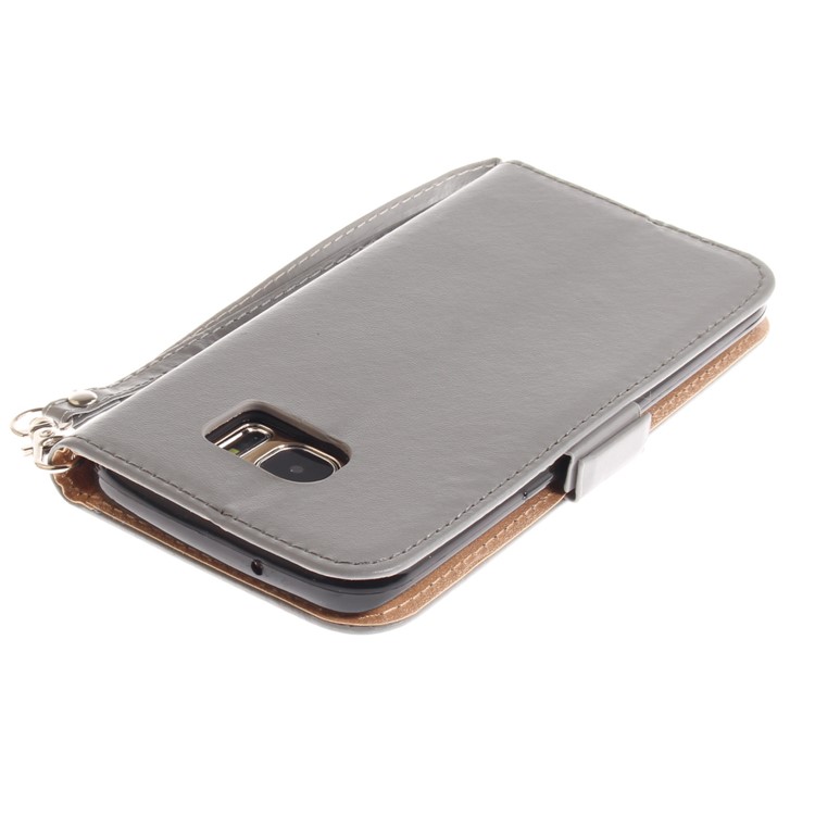 Butterfly Pattern Leather Wallet Protection Casing for Samsung Galaxy S7 edge G935 - Grey-7