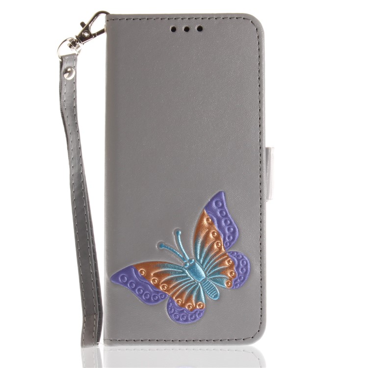 Butterfly Pattern Leather Wallet Stand Cover for Samsung Galaxy S8 SM-G950 - Grey-2