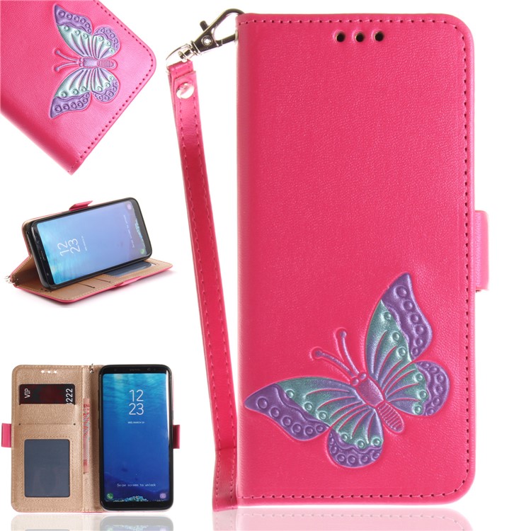 

Butterfly Pattern Leather Wallet Stand Shell for Samsung Galaxy S8 SM-G950 - Rose