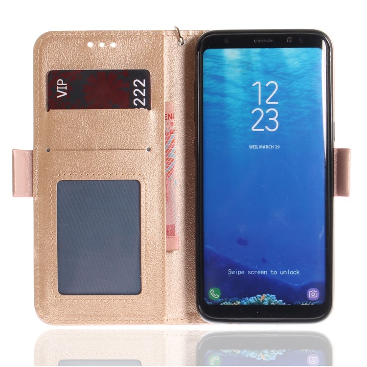 Butterfly Pattern Leather Wallet Stand Casing for Samsung Galaxy S8 SM-G950 - Rose Gold-10