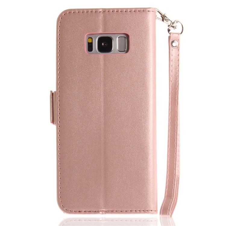 Butterfly Pattern Leather Wallet Stand Casing for Samsung Galaxy S8 SM-G950 - Rose Gold-3