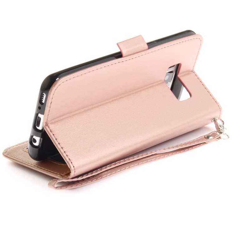 Butterfly Pattern Leather Wallet Stand Casing for Samsung Galaxy S8 SM-G950 - Rose Gold-9