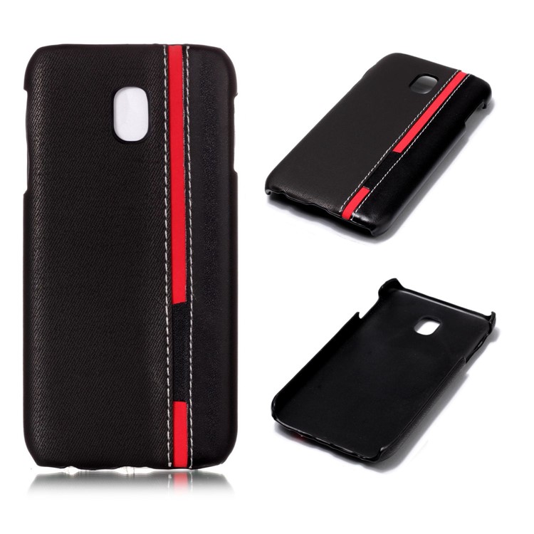 Contrast Color PU Leather Coated PC Mobile Phone Cover for Samsung Galaxy J3 Pro (2017) / J3 (2017) EU Version - Black-1
