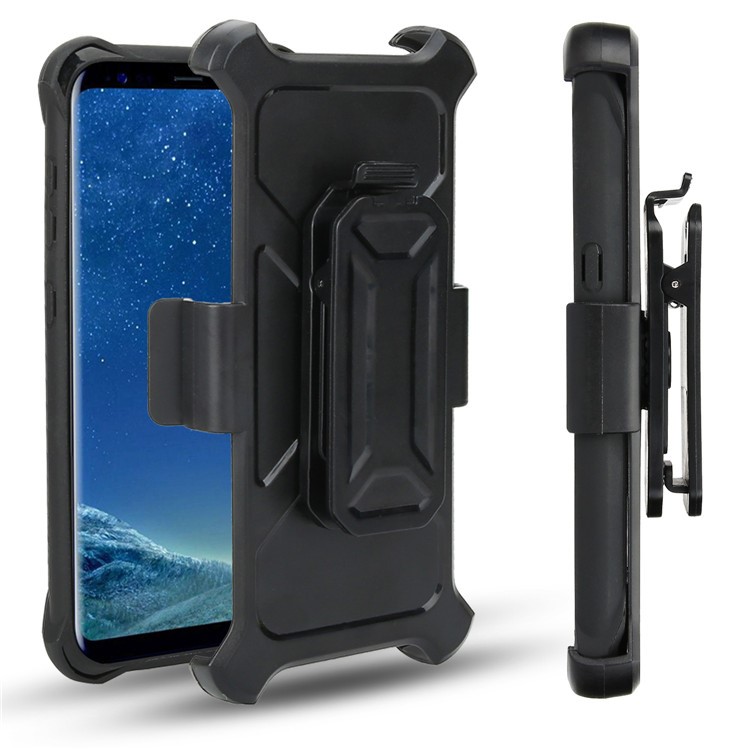 Carbon Fiber Texture PC + TPU Heavy Duty Belt Clip Kickstand Hybrid Mobile Casing for Samsung Galaxy S8 G950 - Black-5