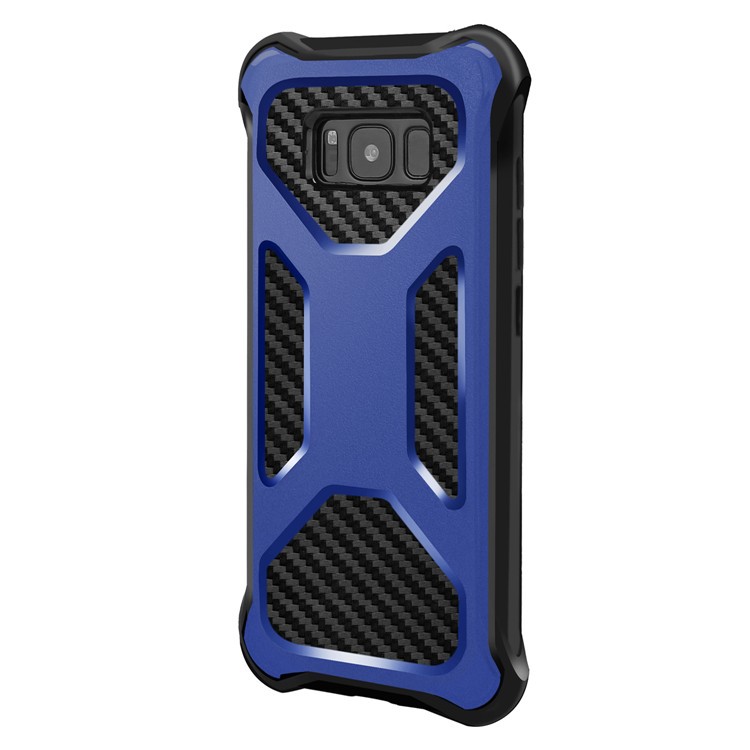 Carbon Fiber Texture PC + TPU Shockproof Hybrid Back Cover for Samsung Galaxy S8 G950 - Dark Blue-1