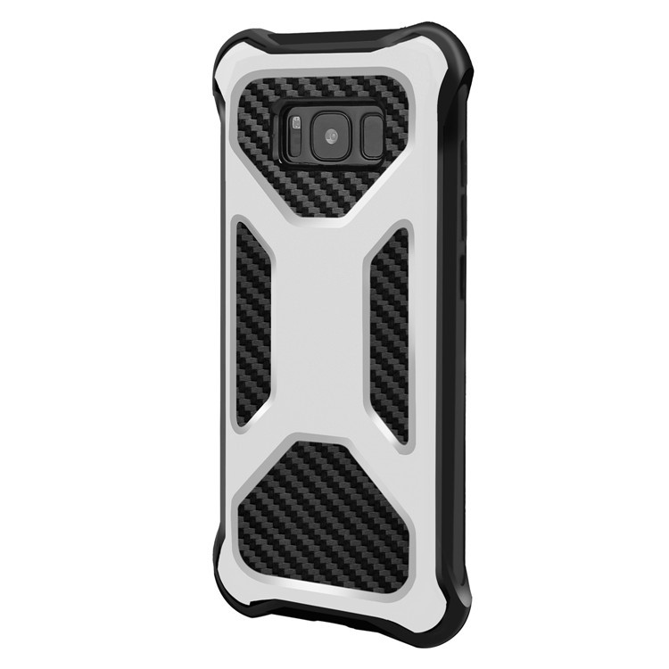 Heavy Duty Kickstand Belt Clip Carbon Fiber Texture PC + TPU Hybrid Shell Case for Samsung Galaxy S8+ SM-G955 - White-2