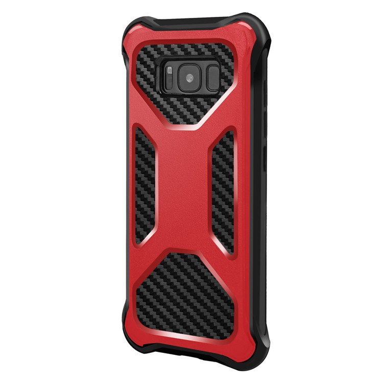 Heavy Duty Kickstand Belt Clip Carbon Fiber Texture PC + TPU Combo Case for Samsung Galaxy S8+ SM-G955 - Red-2