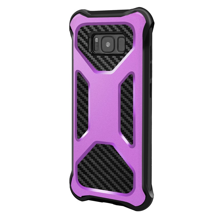 Heavy Duty Kickstand Belt Clip Carbon Fiber Texture PC + TPU Hybrid Phone Case for Samsung Galaxy S8+ SM-G955 - Purple-2
