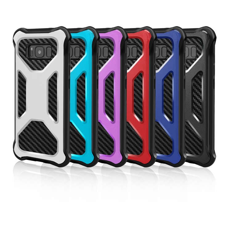 Anti-shock Matte PC + Carbon Fiber Texture TPU Combo Case for Samsung Galaxy S8+ SM-G955 - Black-2