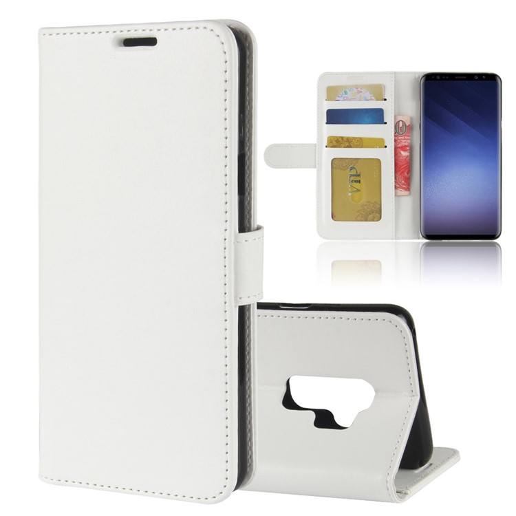 Crazy Horse Leather Wallet Cover for Samsung Galaxy S9+ G965 - White-1