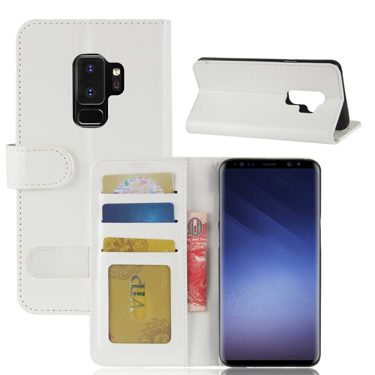 Crazy Horse Leather Wallet Cover for Samsung Galaxy S9+ G965 - White-2