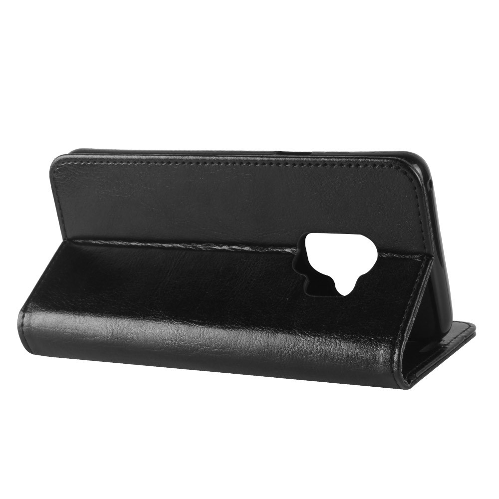 Crazy Horse Wallet Stand de Cuero Para Samsung Galaxy S9 G960 - Negro