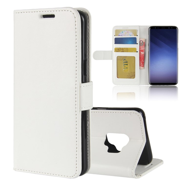 Crazy Horse Wallet Leather Stand Cover for Samsung Galaxy S9 G960 - White-1
