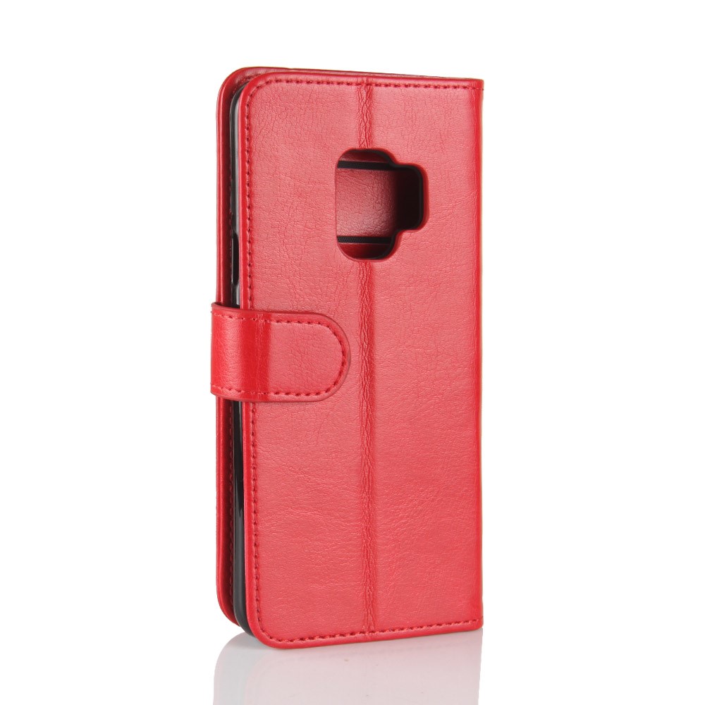 Crazy Horse Wallet Cuir Phone Case Pour Samsung Galaxy S9 G960 - Rouge