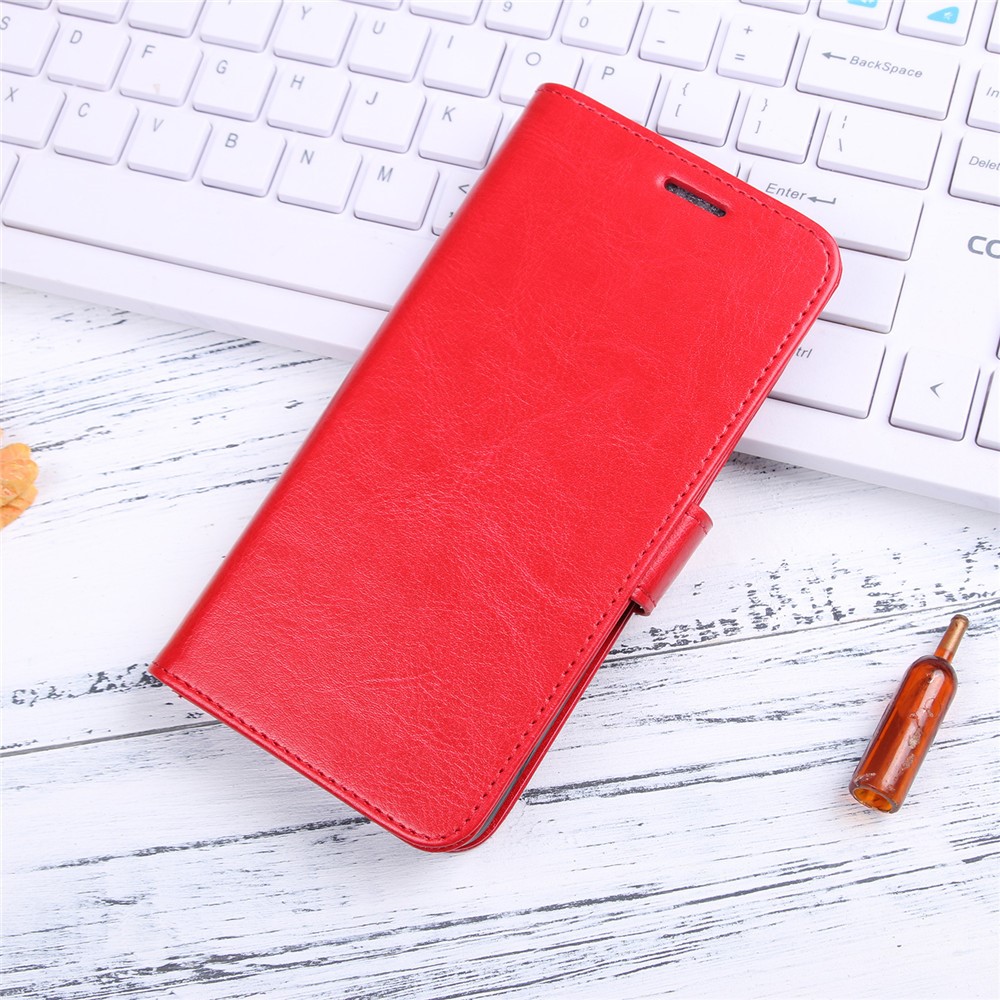 Crazy Horset Wallet Cellel Cell Case Para Samsung Galaxy S9 G960 - Vermelho