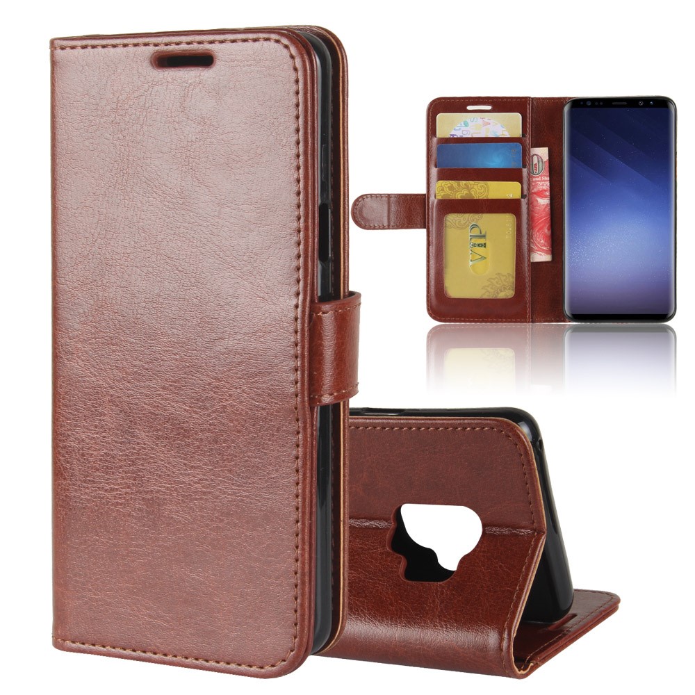 Crazy Horse Magnetic Leather Stand Case for Samsung Galaxy S9 G960 - Brown-1