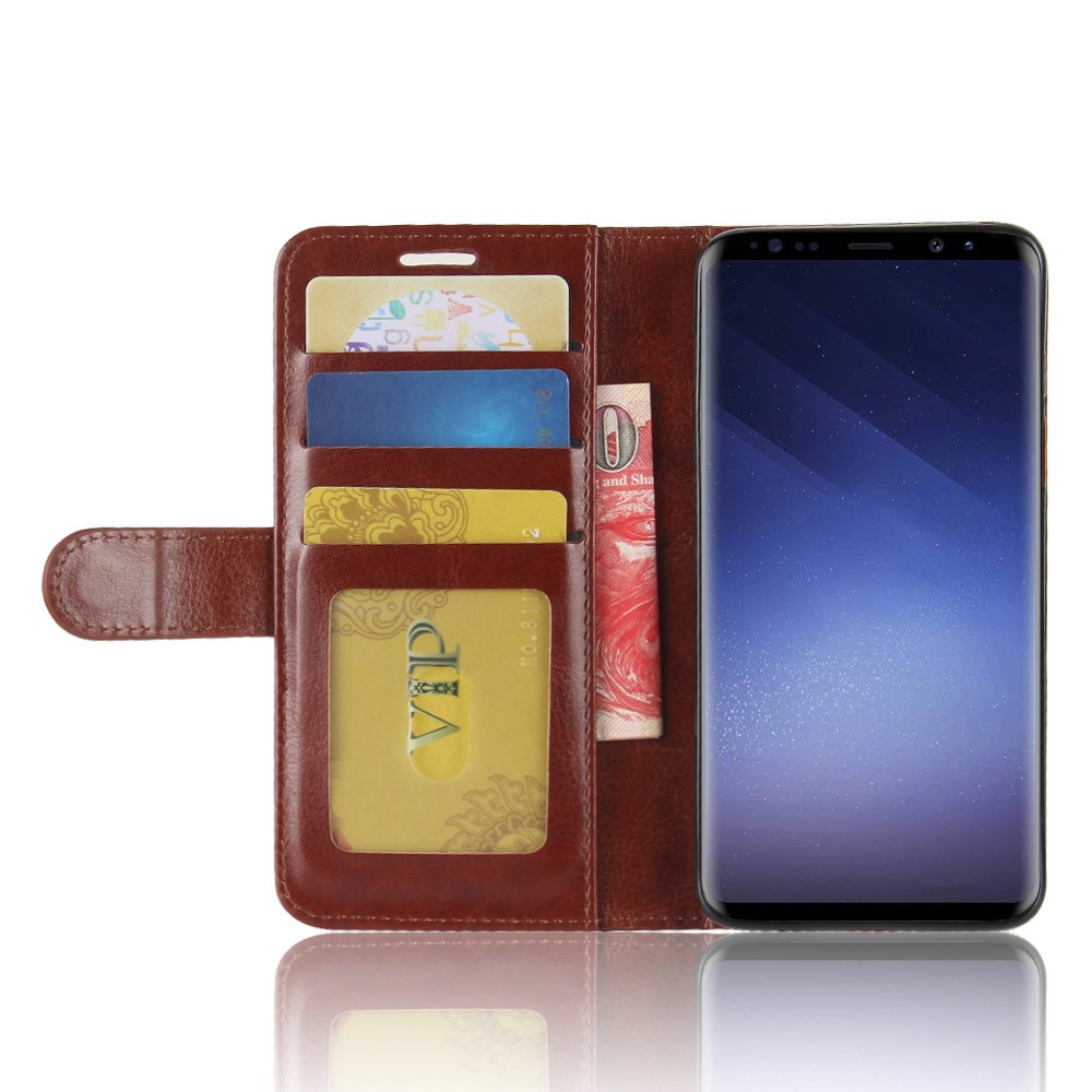 Crazy Horse Magnetic Leather Stand Case for Samsung Galaxy S9 G960 - Brown-6