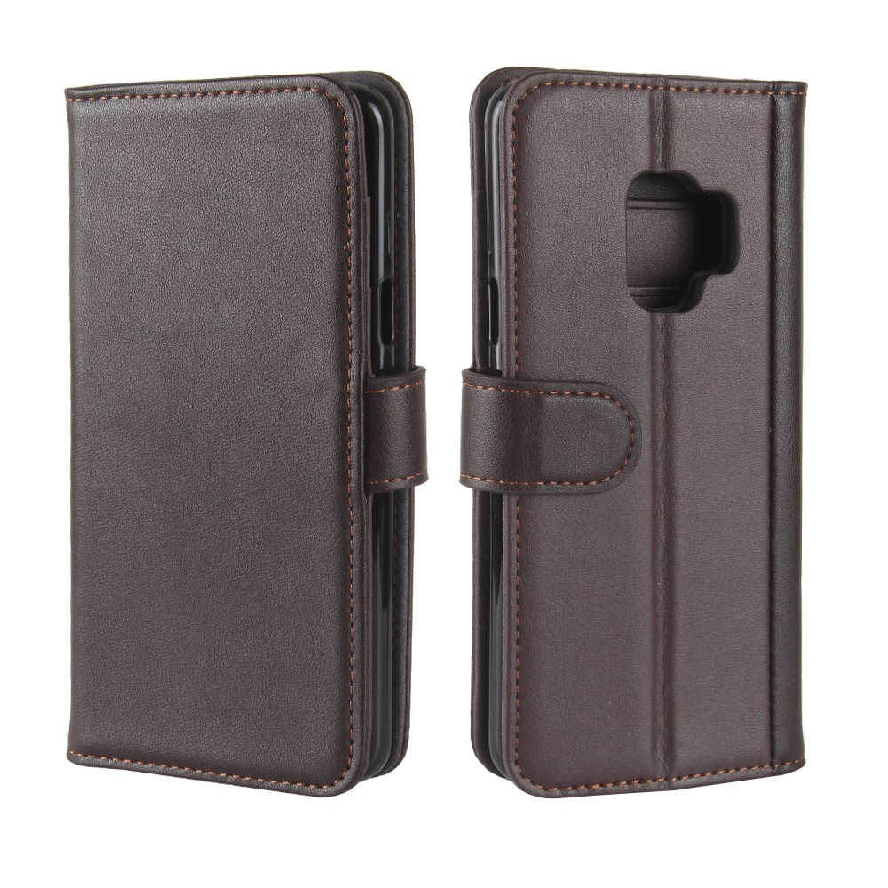 Splitder Leder -magnetbrieftasche Telefonhülle Mit Stand Für Samsung Galaxy S9 G960 - Braun-2