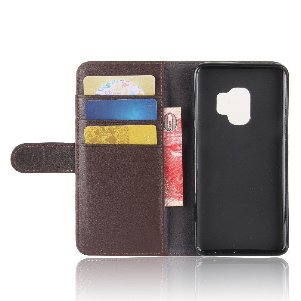 Split Leather Magnetic Wallet Phone Case with Stand for Samsung Galaxy S9 G960 - Brown-5
