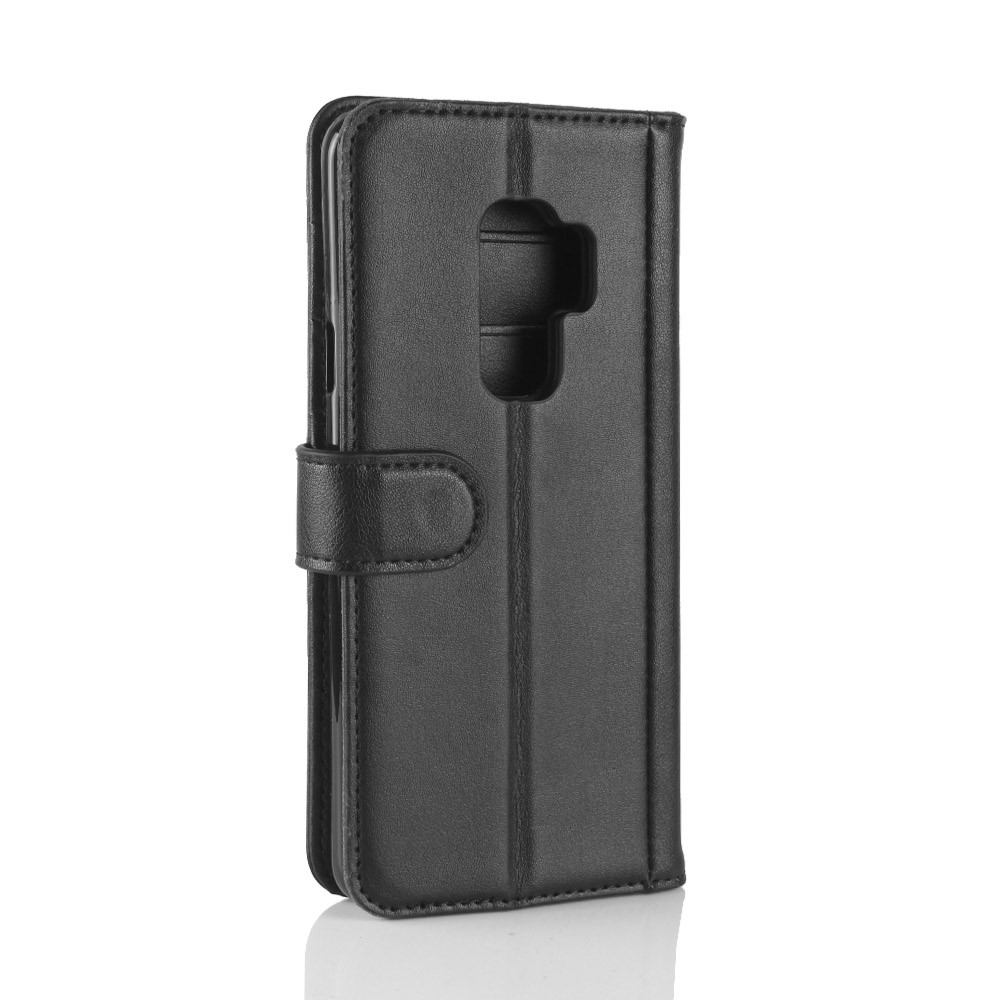 Split Leather Magnetic Wallet Phone Shell with Stand for Samsung Galaxy S9+ - Black-4