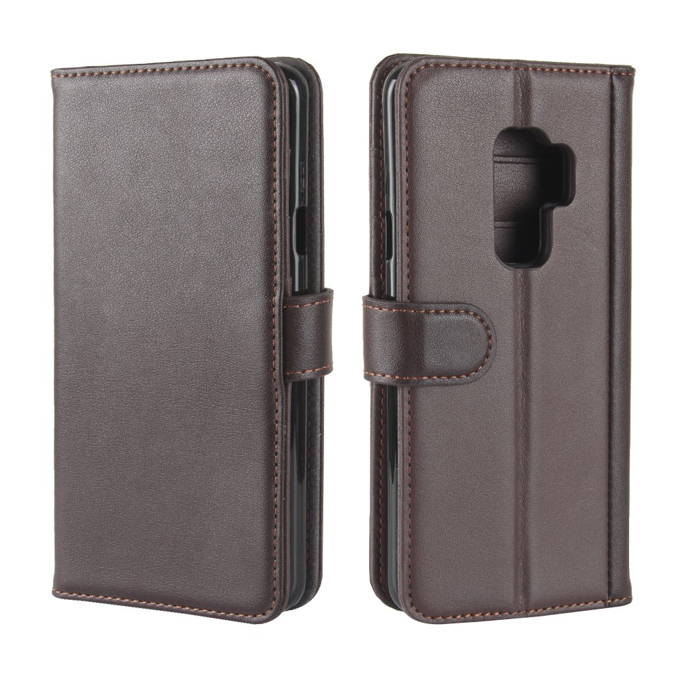 Case de Teléfono de Billetera Magnética de Cuero Dividido Con Soporte Para Samsung Galaxy S9+ G965 - Marrón